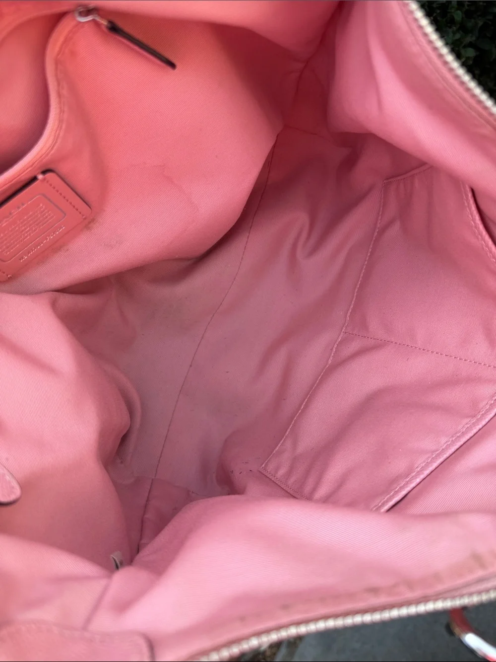 Coach Pink Leather Double-Handle Tote with Polished Hardware
